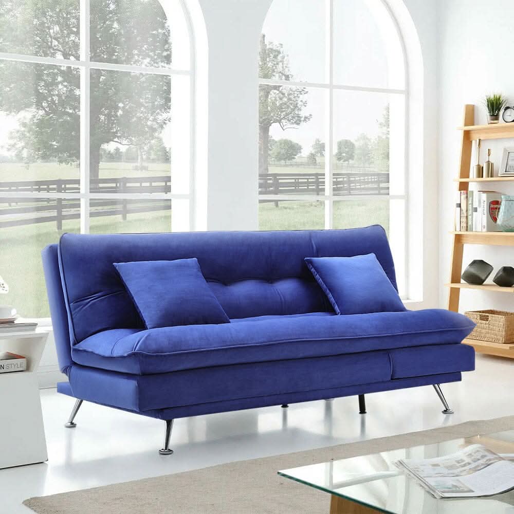 Modern 3-Seater Linen Fabric Sofa Bed with Cushions and 2 Pillows