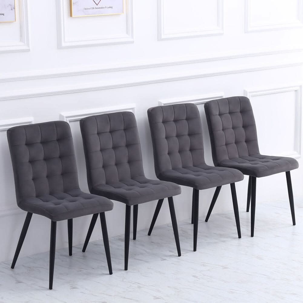 44 cm Height Set of 4 Tufted Modern Armless Dining Chairs with Metal Legs