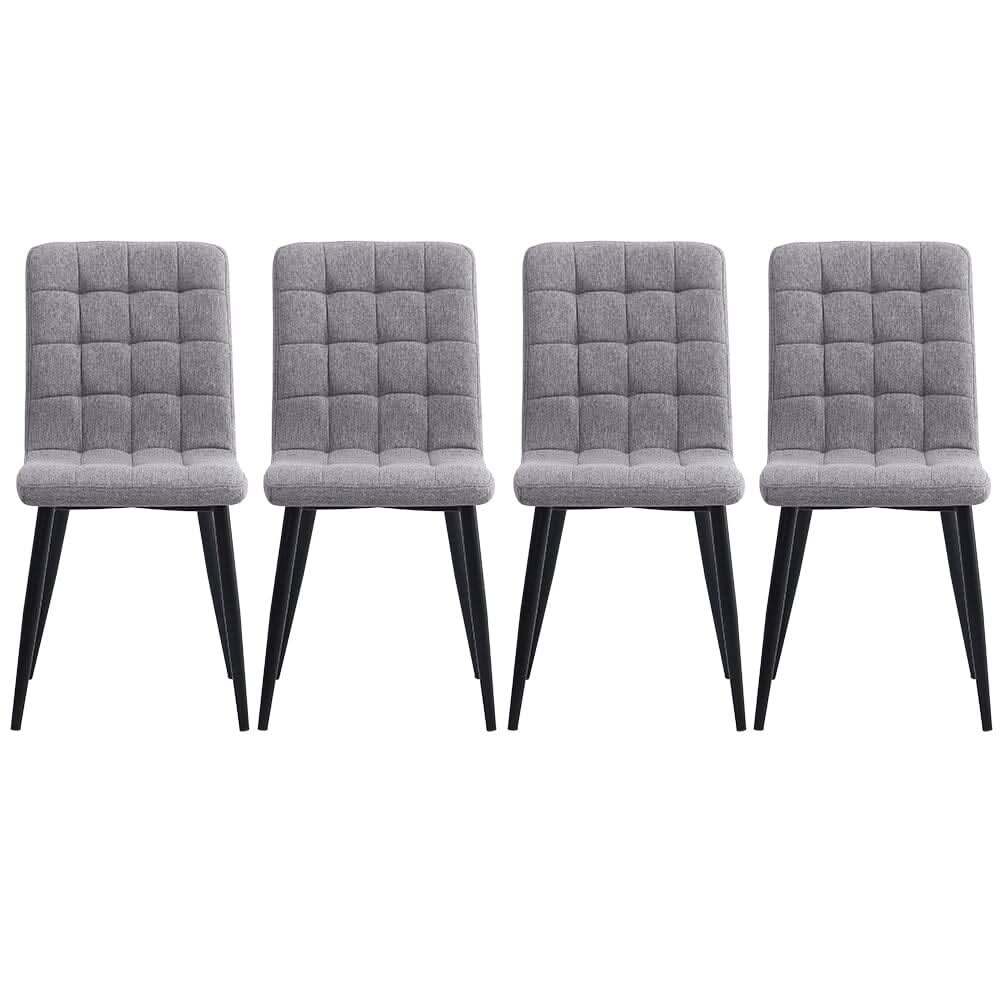 44 cm Height Set of 4 Tufted Modern Armless Dining Chairs with Metal Legs