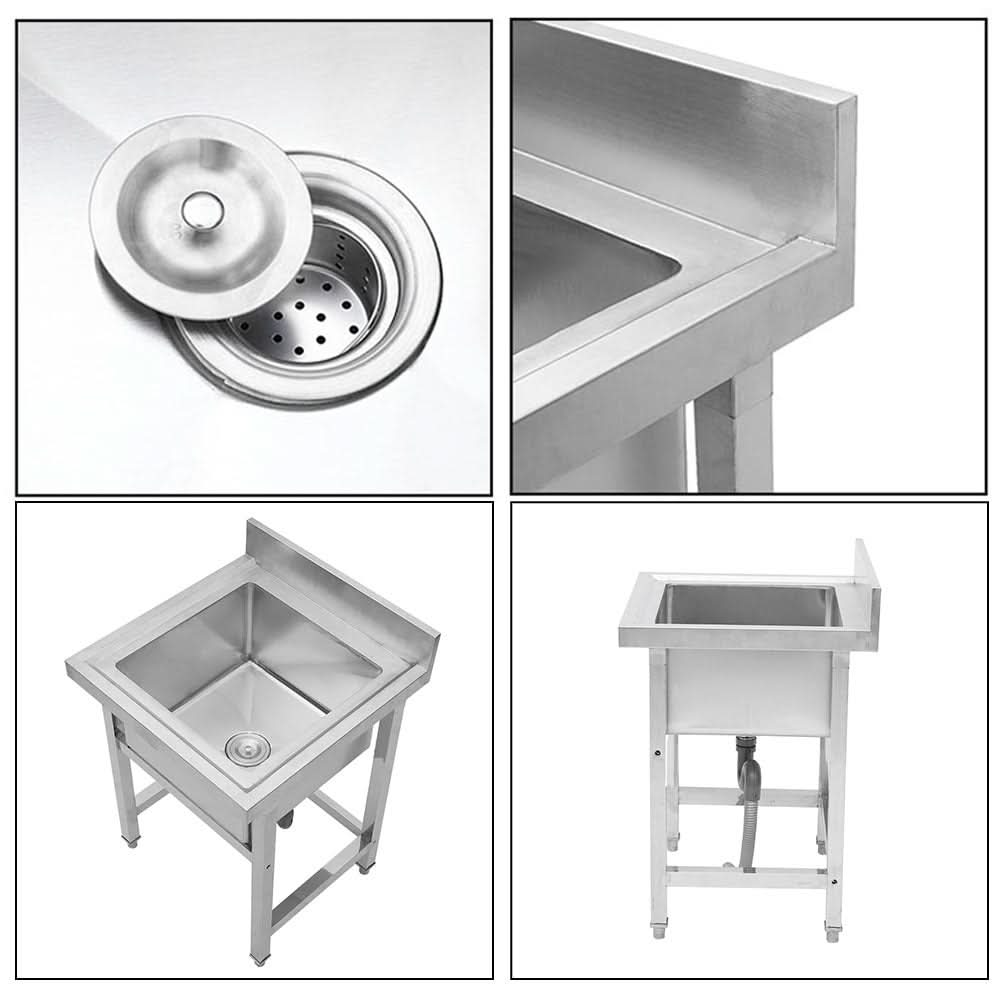 60X60cm W Commercial Kitchen Sink Stainless Steel Wash Basin