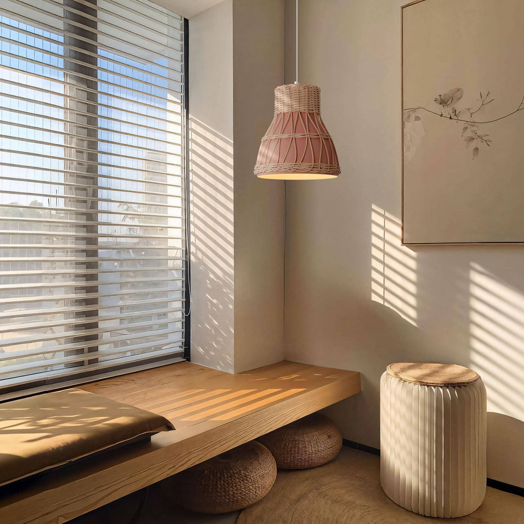 ‍Lightsin Modern Rattan Pendant Light Available in Grey, Pink, and White (100% off)