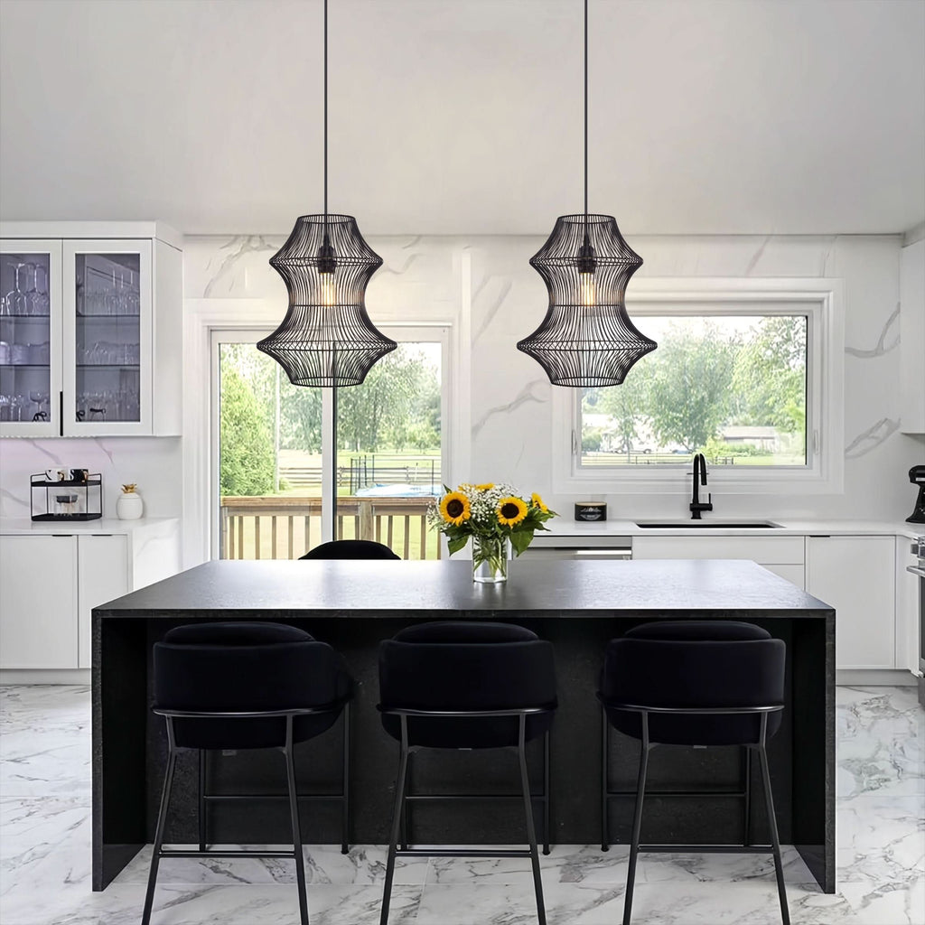 Glyph-Lightsin Industrial Black Iron Pendant Light with Hourglass Shape