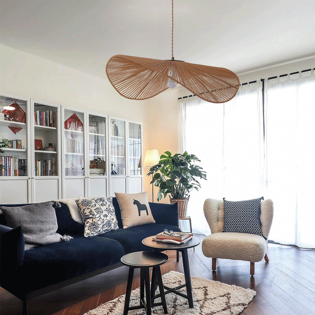 Lightsin Vintage Simple Creative Handwoven Hemp Rope Pendant Light Fixture