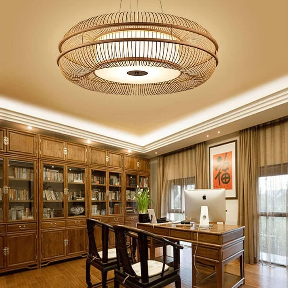 Lightsin LED Bamboo Pendant Light Drum-Shaped 45/60/70/80 Dia