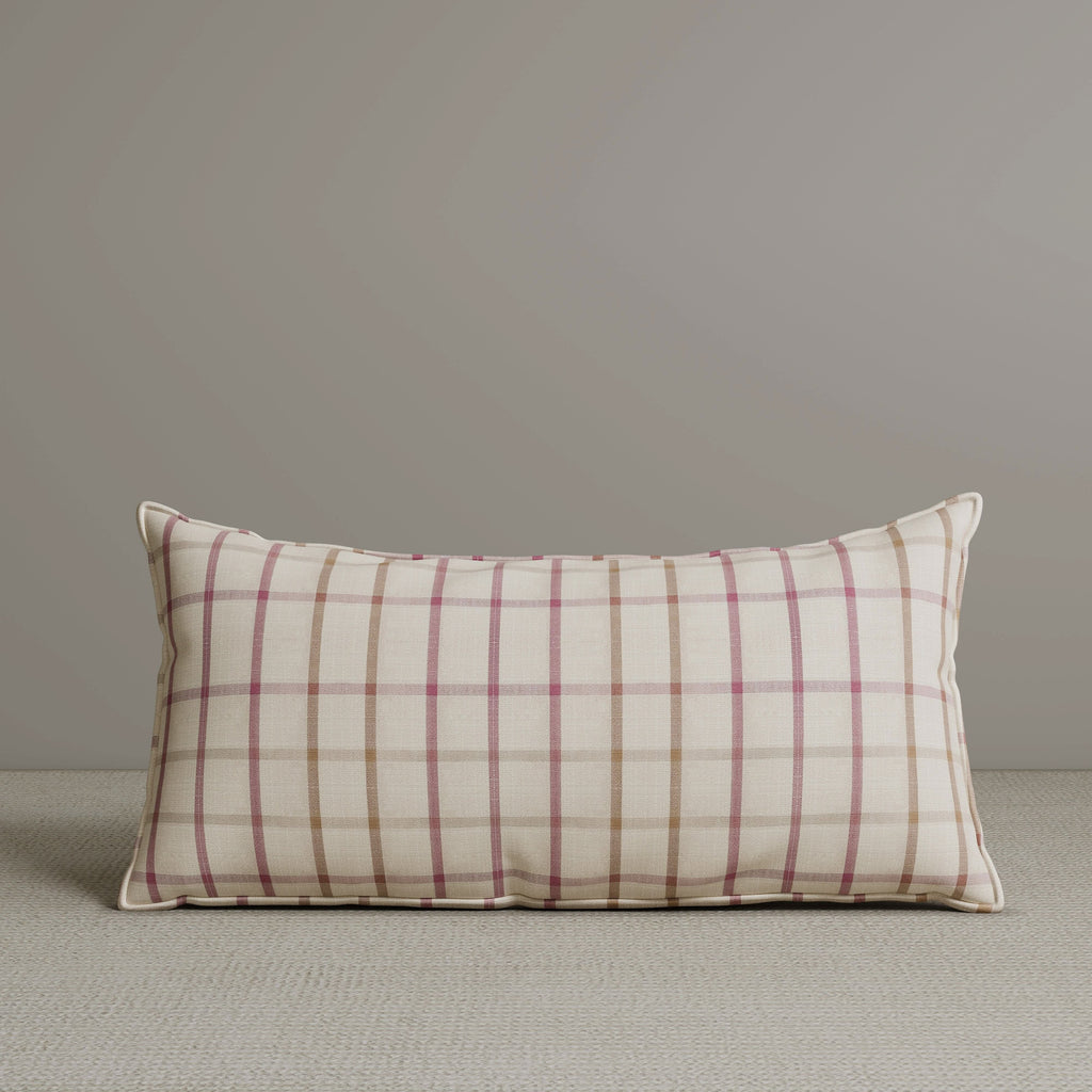 ‍Exclusive Waist Cushion in Pink Checkered Cotton Linen, 56*27*12 CM (100% off)