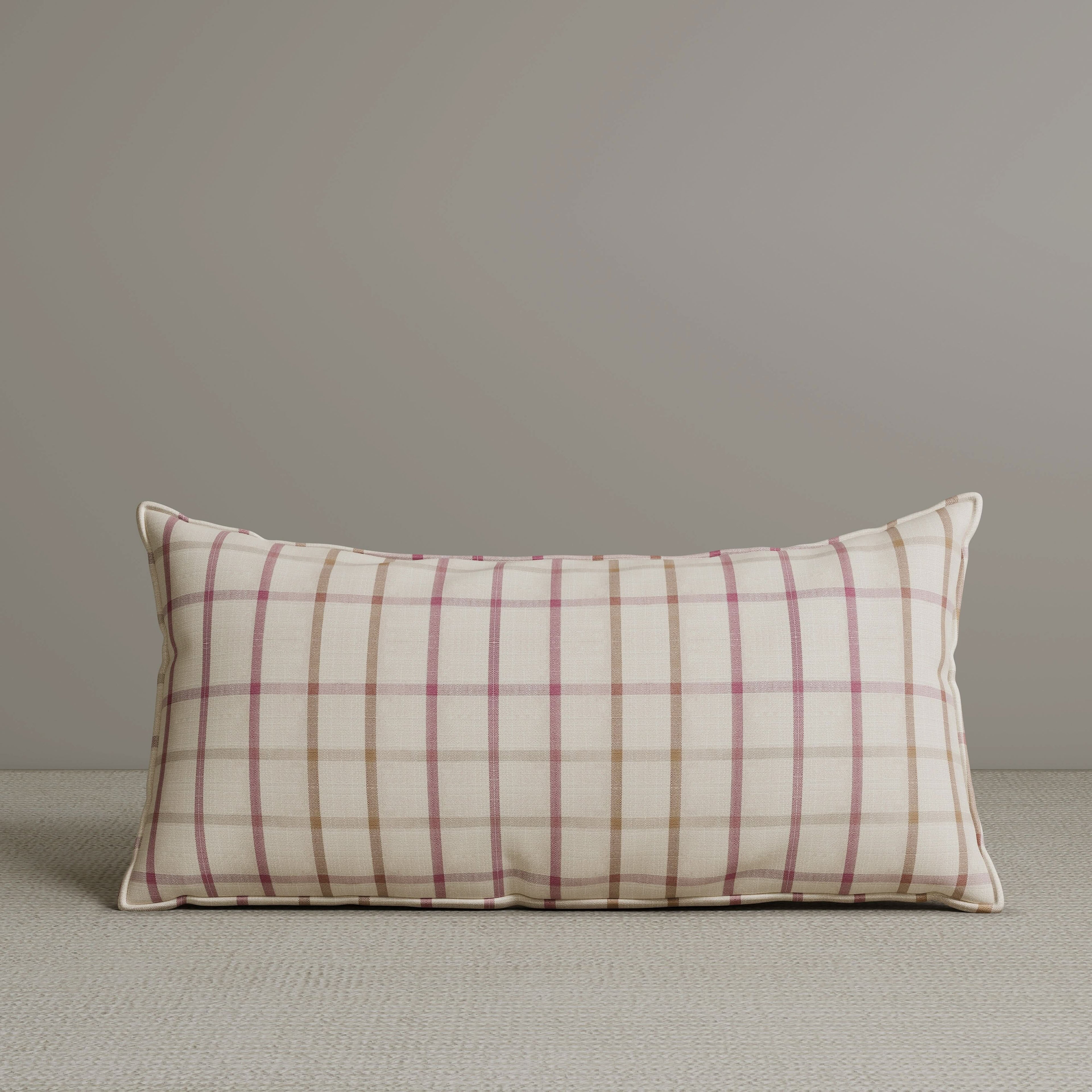 ‍Exclusive Waist Cushion in Pink Checkered Cotton Linen, 56*27*12 CM (100% off)