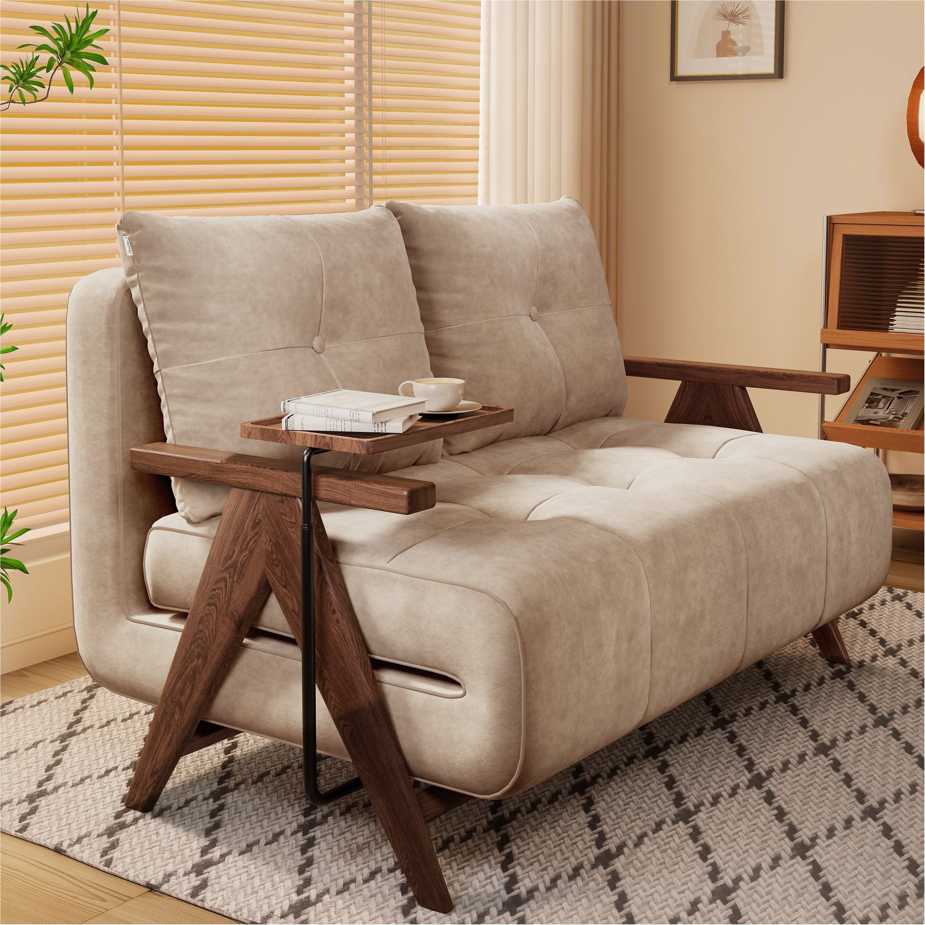 Cottonfy Foldable Matte Fabric Solid Wood 3 Mode Sofa Bed