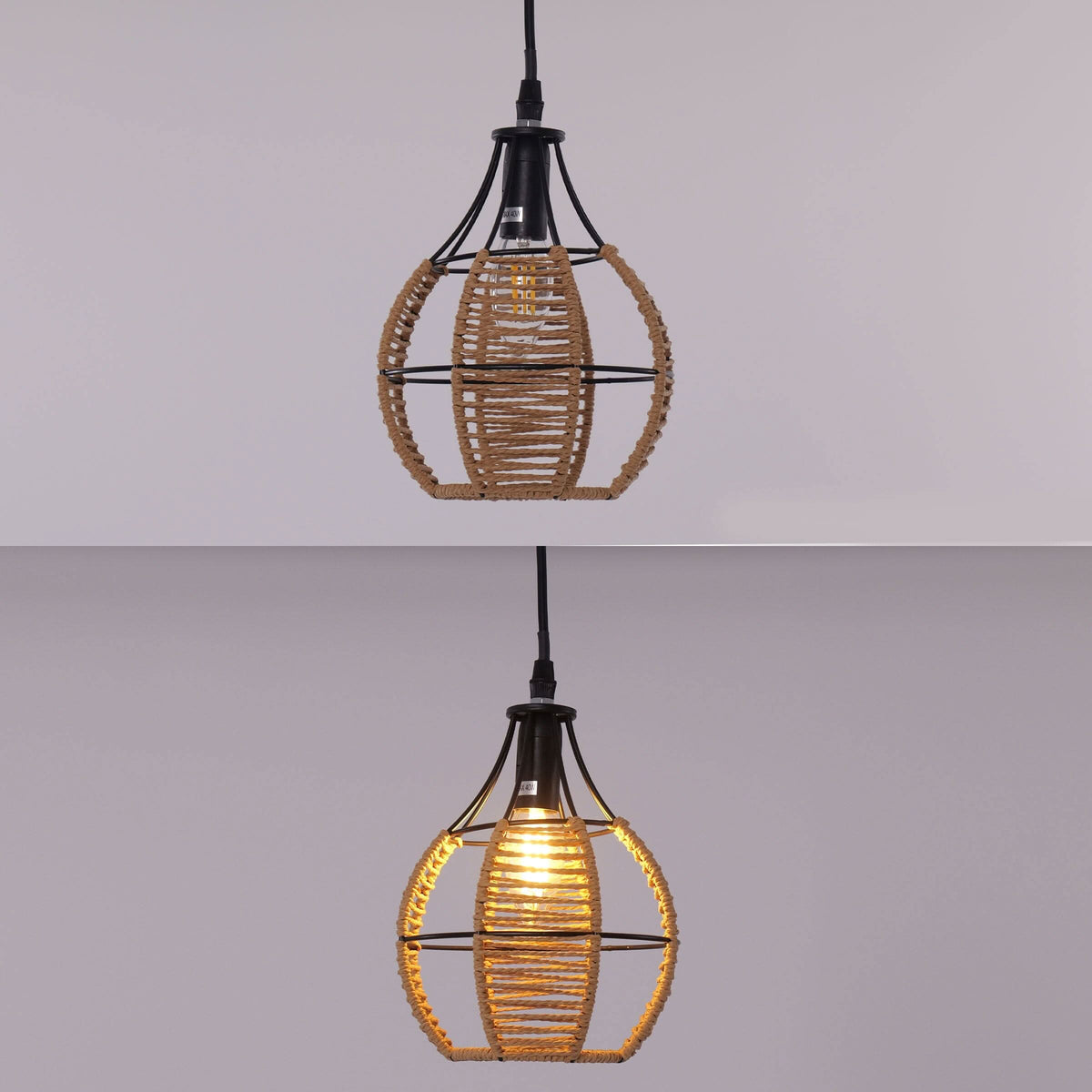 Glyph-Lightsin Woven Paper Rope Pendant Light for Cozy Elegance and Timeless Charm