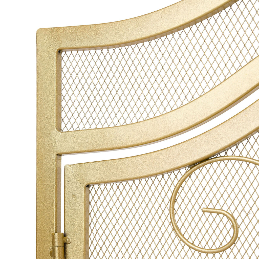 Smallbee Iron Fireplace Screen Gold Powder-Coated – 90x32x78.8cm