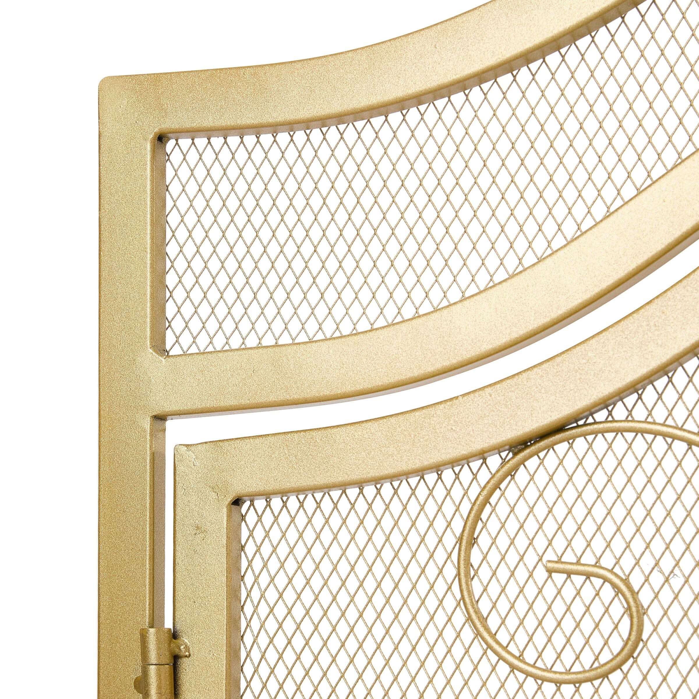 Smallbee Iron Fireplace Screen Gold Powder-Coated – 90x32x78.8cm