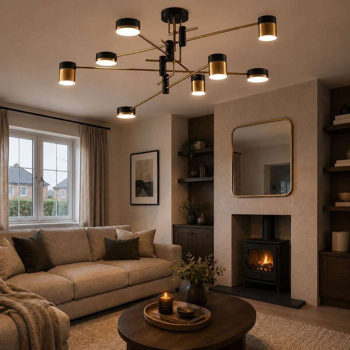 Lightsin Modern Black & Gold Metal Ceiling Light with LED Bulbs