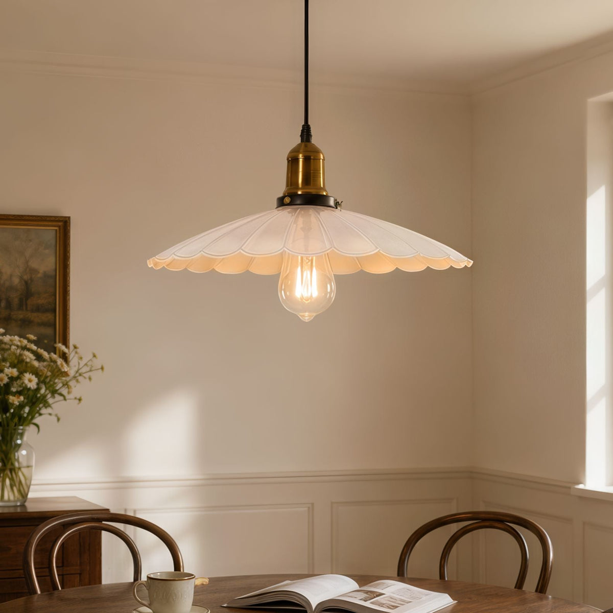 White Iron Pendant Light | Adjustable E27 Ceiling Lamp