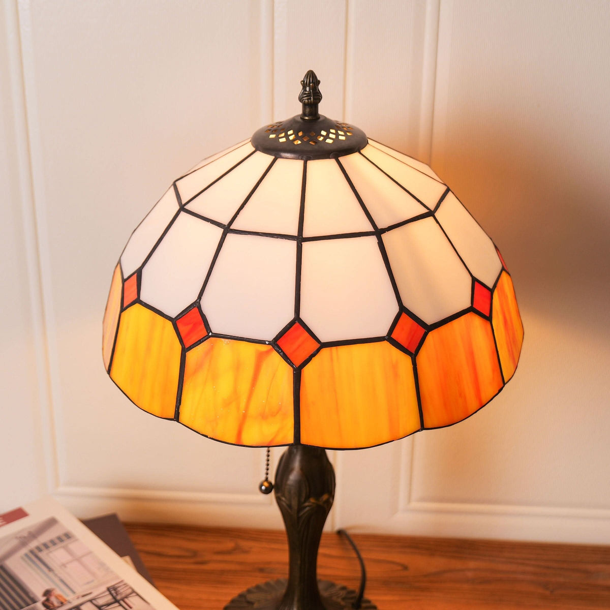 Lightsin Tiffany Table Lamp | Handcrafted Stained Glass Block Series
