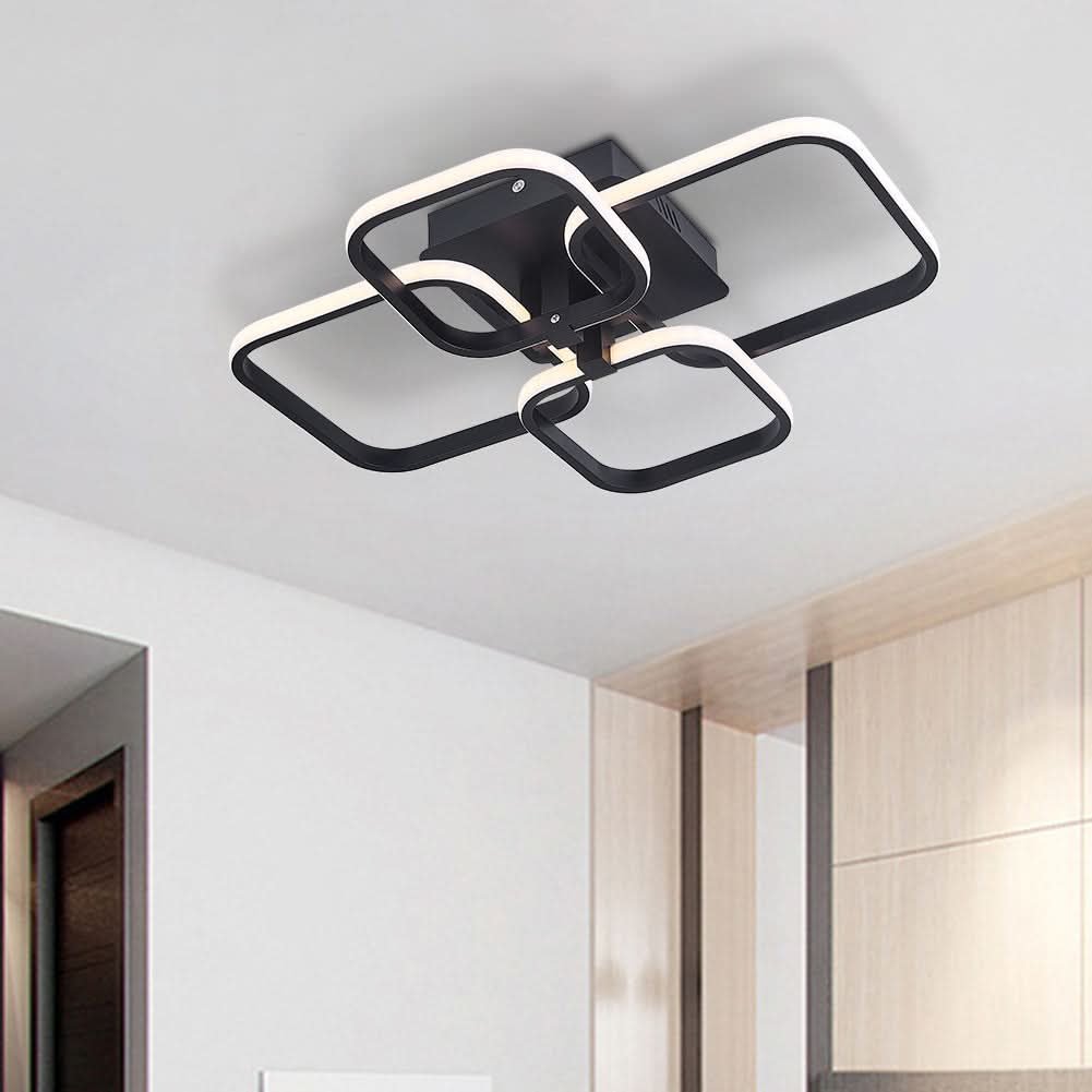 4-Head LED Ceiling Light Black Frame Chandelier Lamp