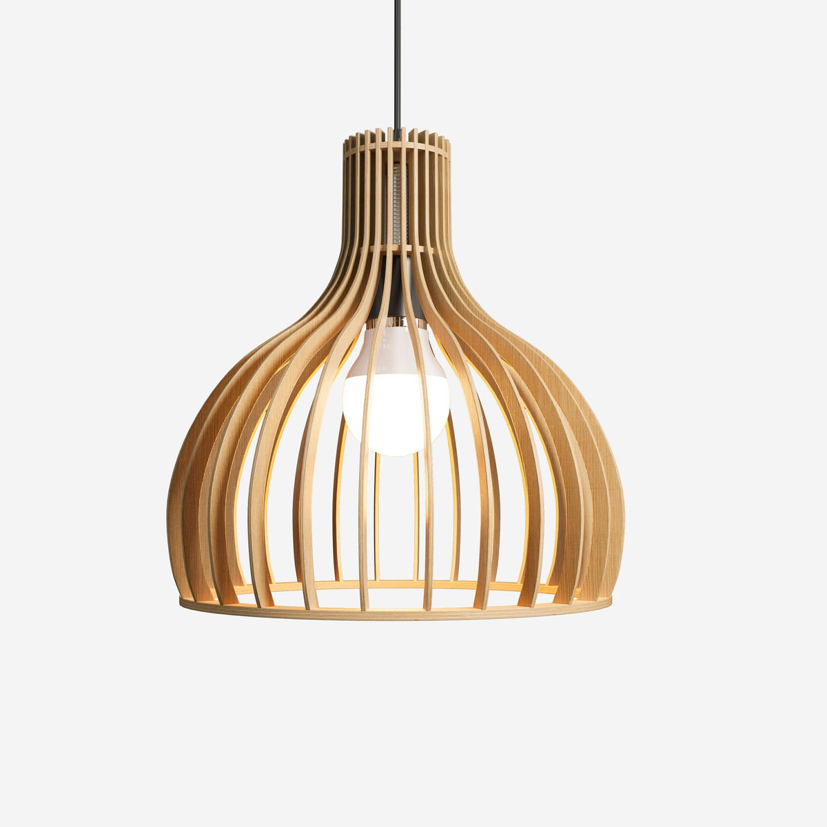 Lightsin Shadome-Nordic Wooden Cage Hanging Pendant Light