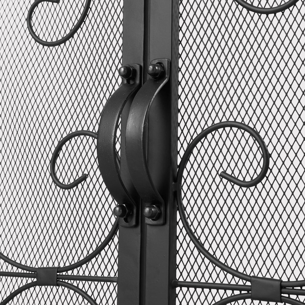 Smallbee Iron Fireplace Screen Black Powder-Coated – 90x32x78.8cm