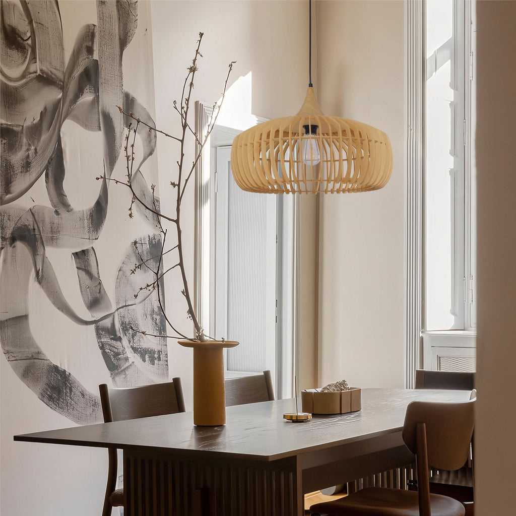 Lightsin Shadome-Handcrafted Wood Pendant Light for Kitchen Island and Modern Interiors