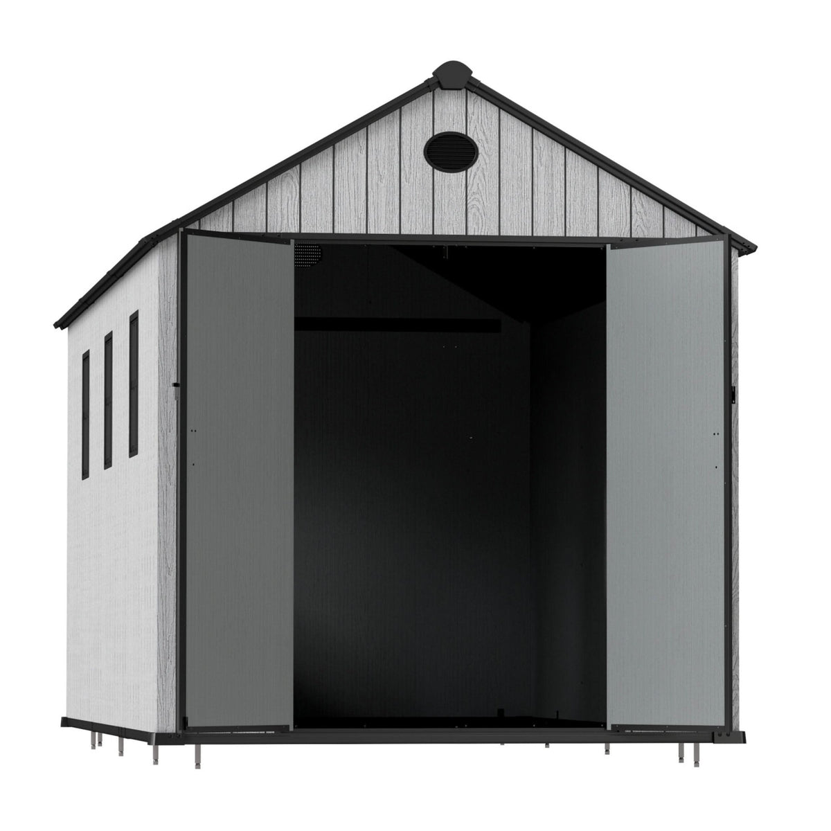 6'x8'ft/8'x8'ft/8'x12'ft/8'x16'ft Gray Wood Grain Plastic Tool Shed