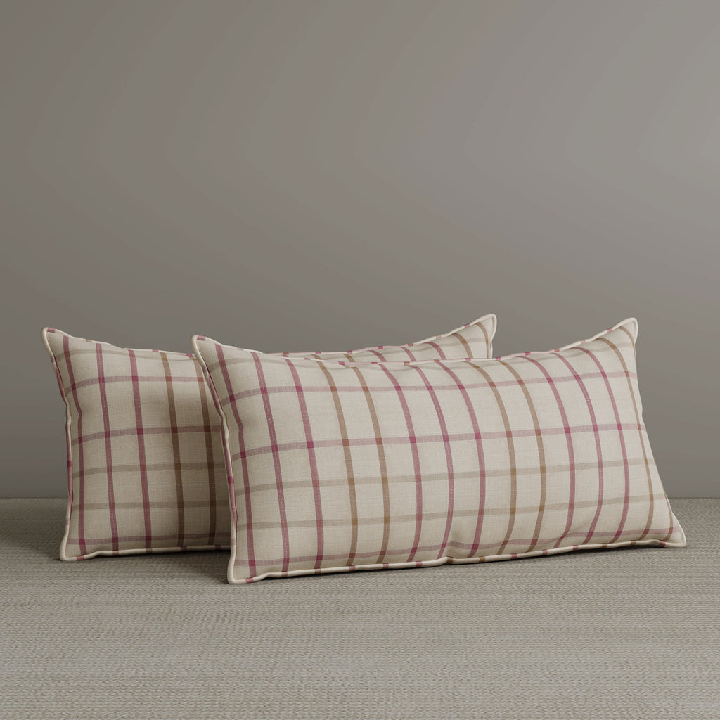 ‍Exclusive Waist Cushion in Pink Checkered Cotton Linen, 56*27*12 CM (100% off)