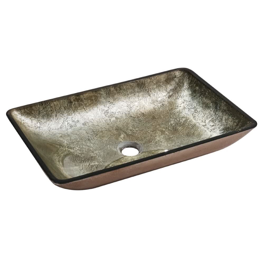 Golden/Blue Tempered Glass Bathroom Art Design Sink