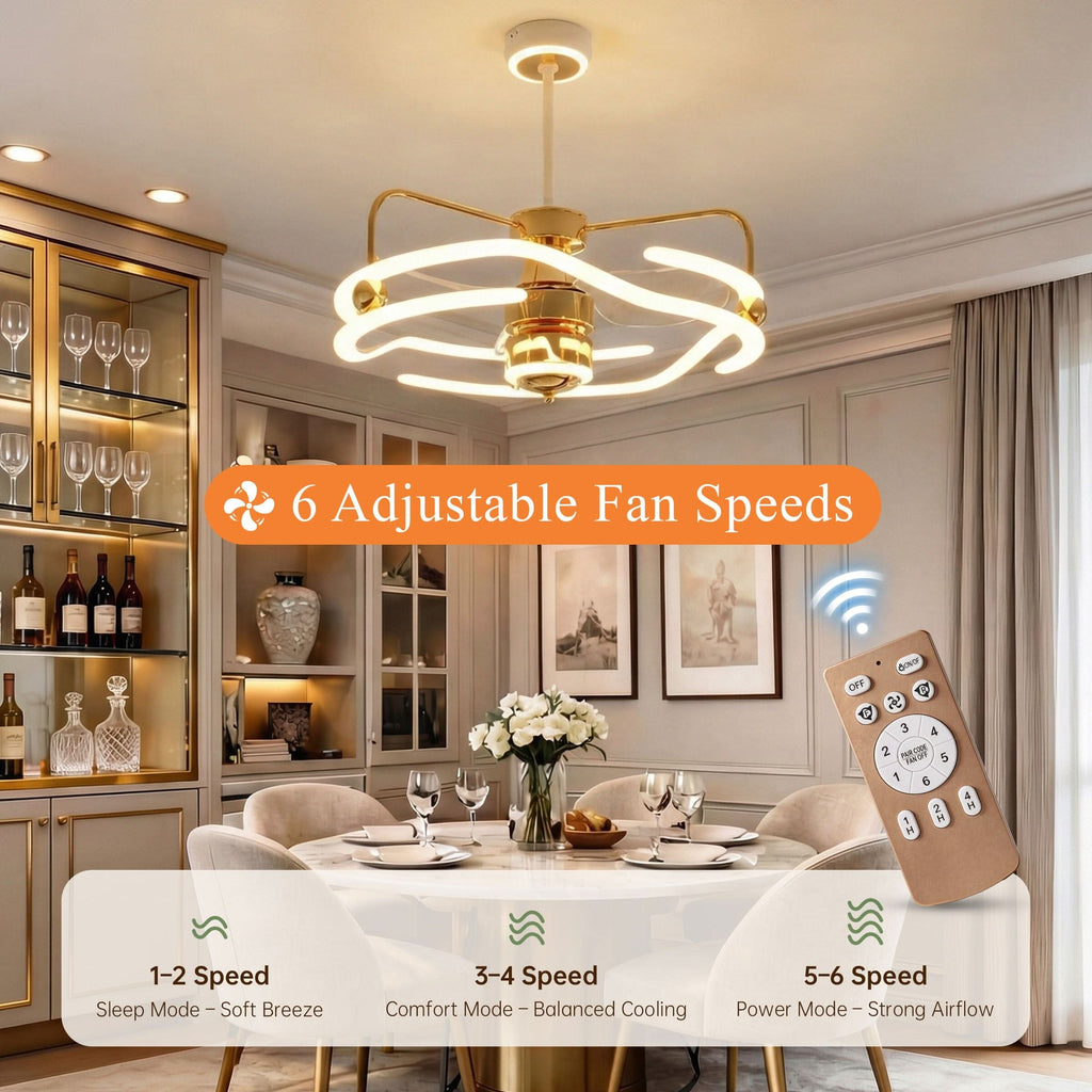 Lightsin Modern Ceiling Fan Light with Remote Control Low-Noise Adjustable Fan Light