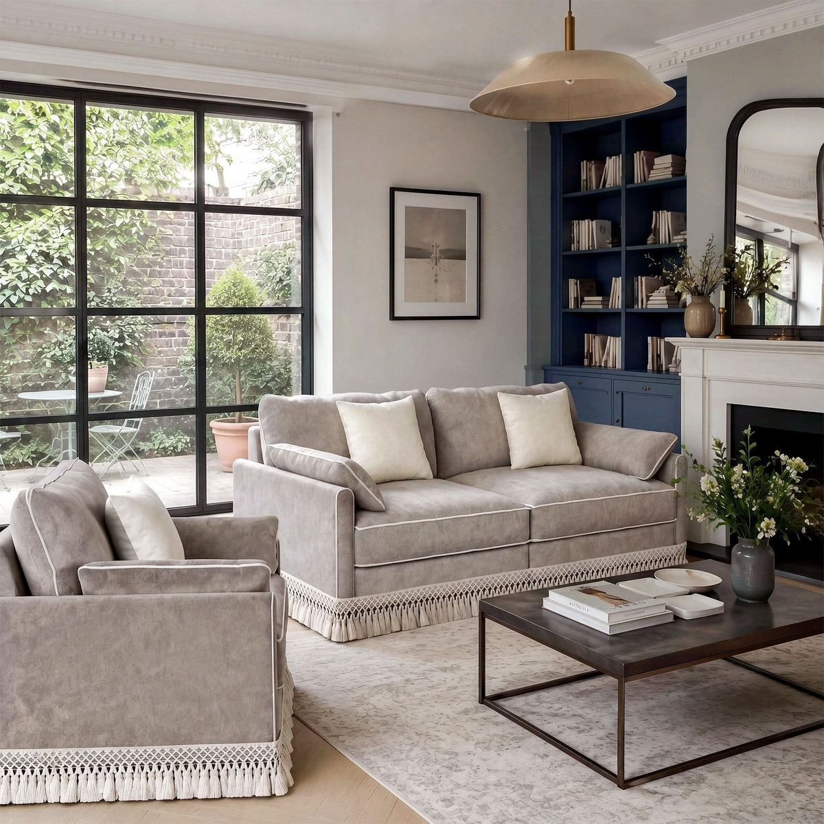 Cotton Linen Detachable Modular Sofa with Fringed Trim