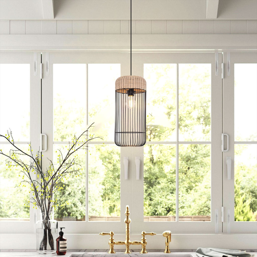 Glyph-Lightsin Woven Rattan Cylinder Pendant Light for Warm and Inviting Spaces