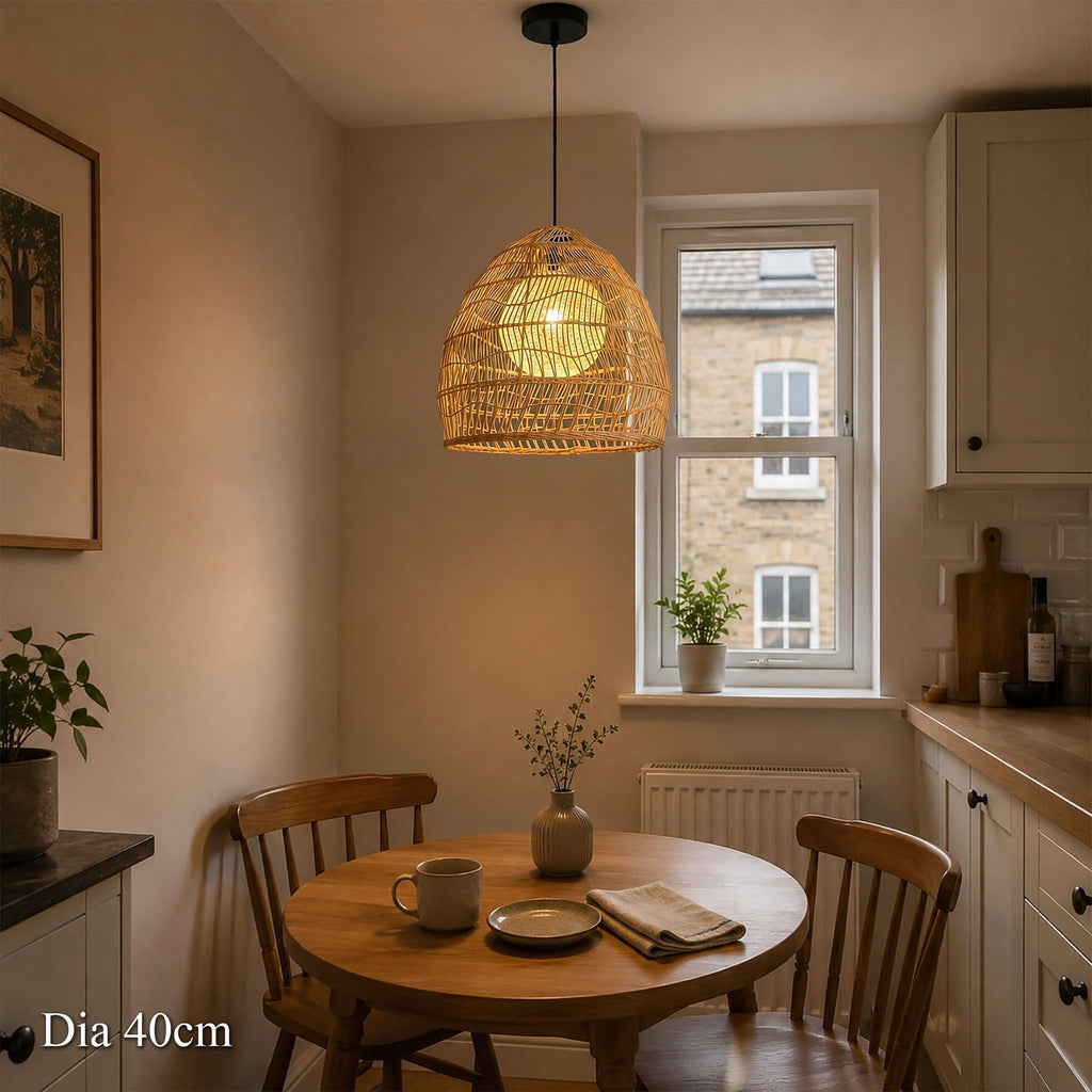 Cella-Lightsin Natural Rattan Pendant Light with Optional Woven Inner Sphere