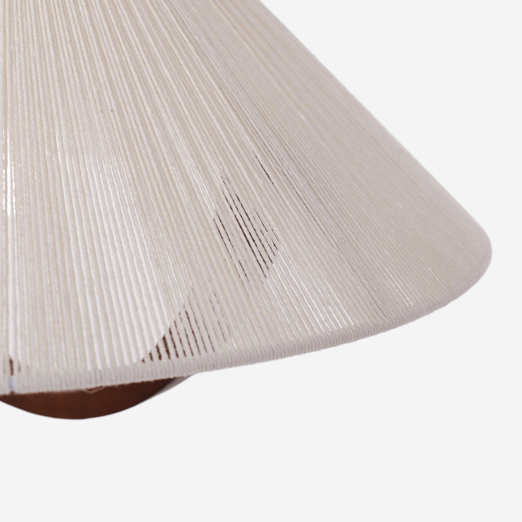 Natural Wood Curved Pendant Light | Cotton Cord Ceiling Lamp