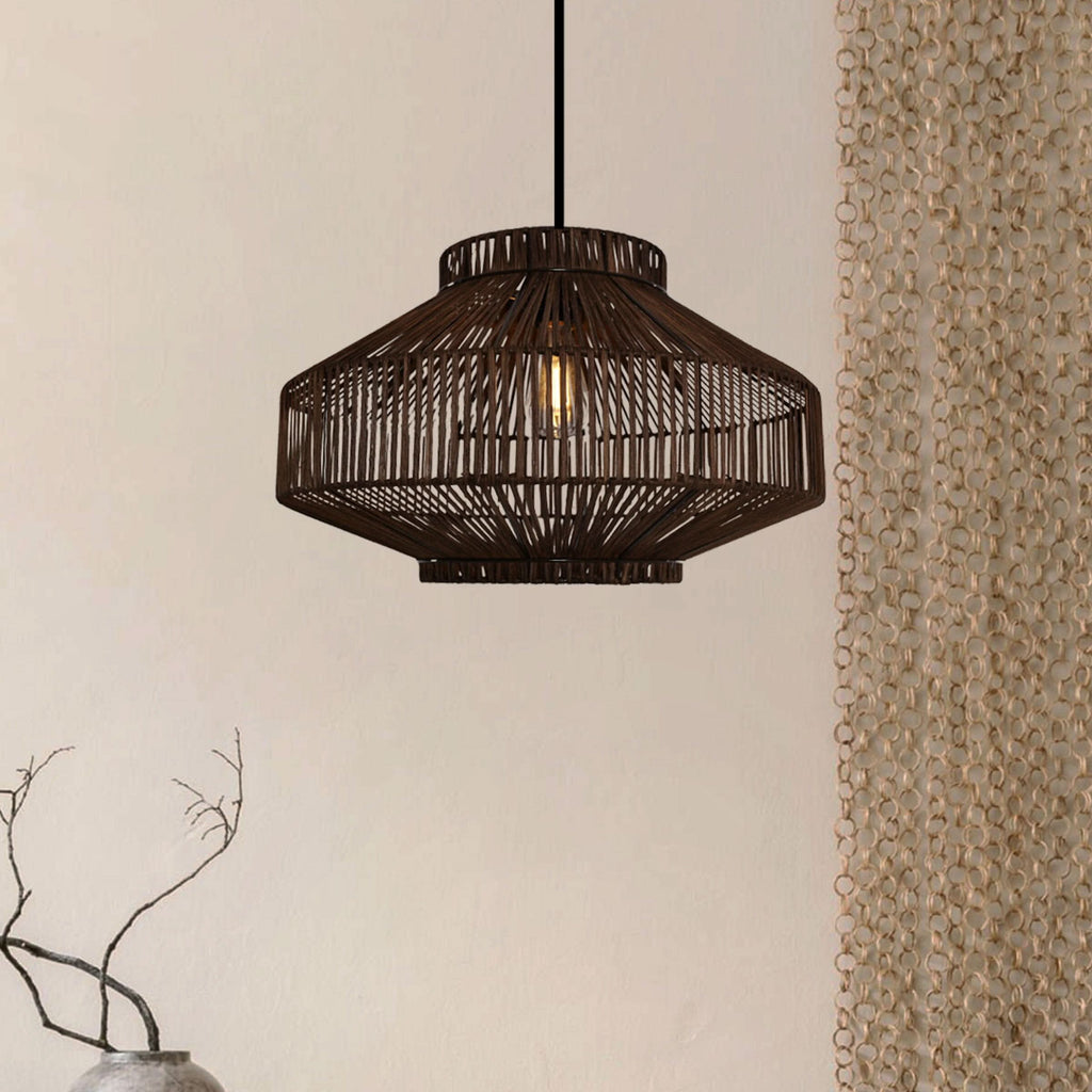 Lightsin Rattan Pendant Light for Modern Boho Interiors – Handwoven Kitchen Island Pendant Light for Living Room, Dining, and Bathroom Ceiling Lighting