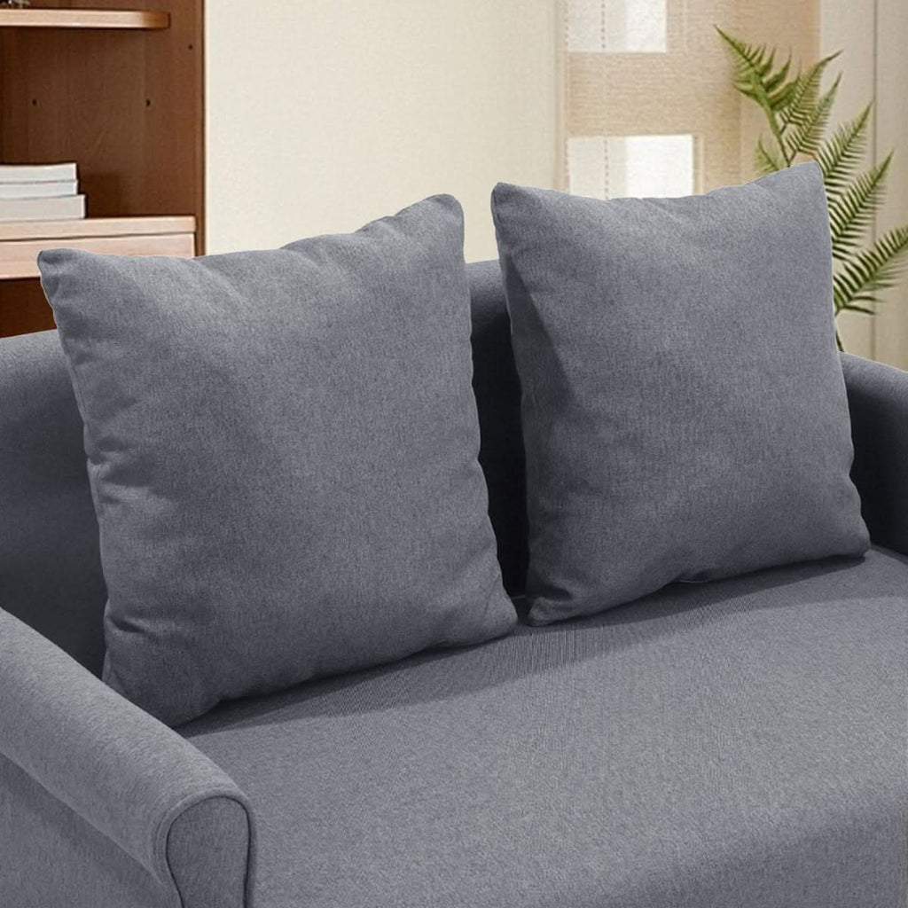 Modern Upholstered Fabric Sofa 2 Seater with 2 Pillows in Grey