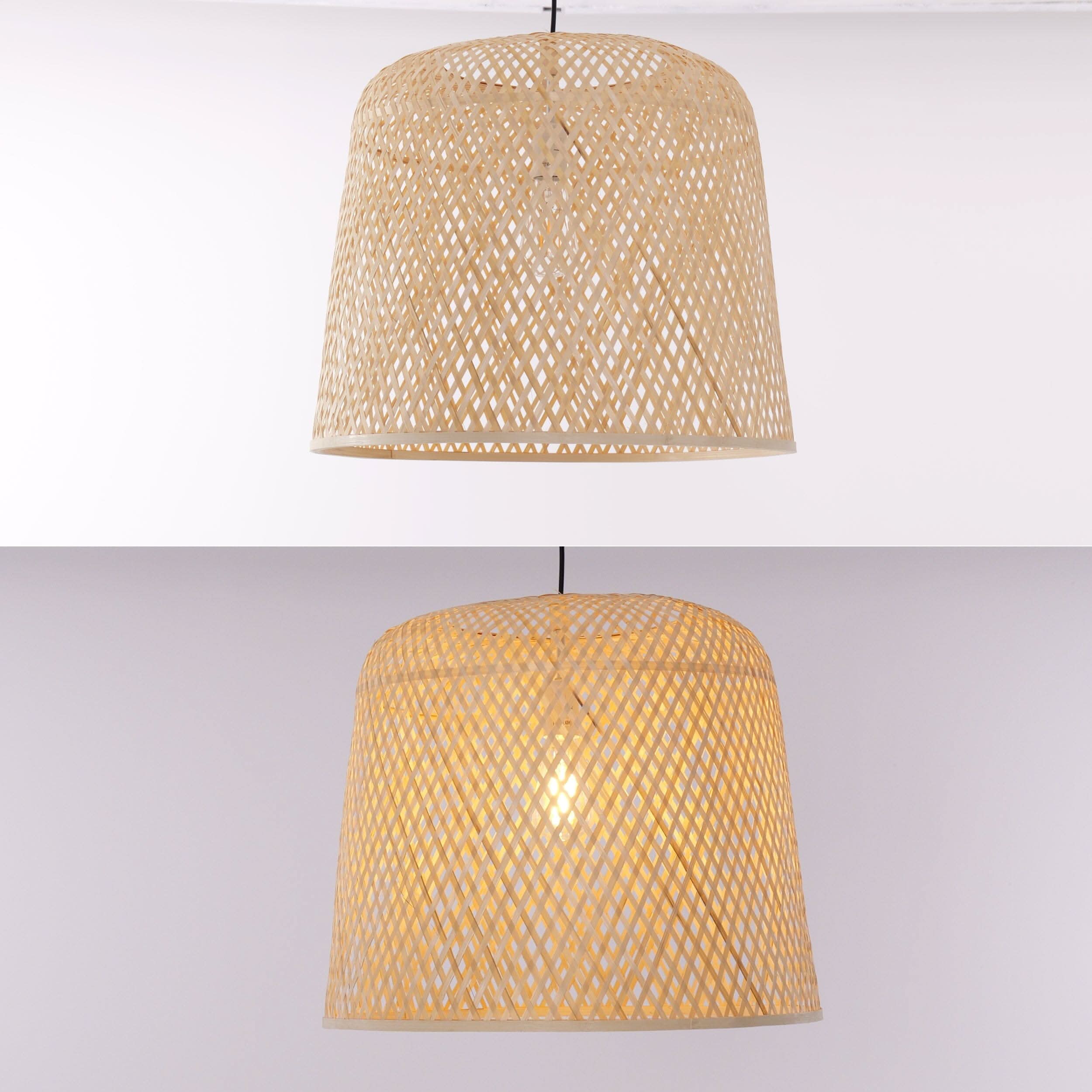 Lightsin Cella-Bamboo Pendant Light – Handwoven Cylindrical Ceiling Light with Cross-Weave Shade for Kitchen, Bedroom & Living Room