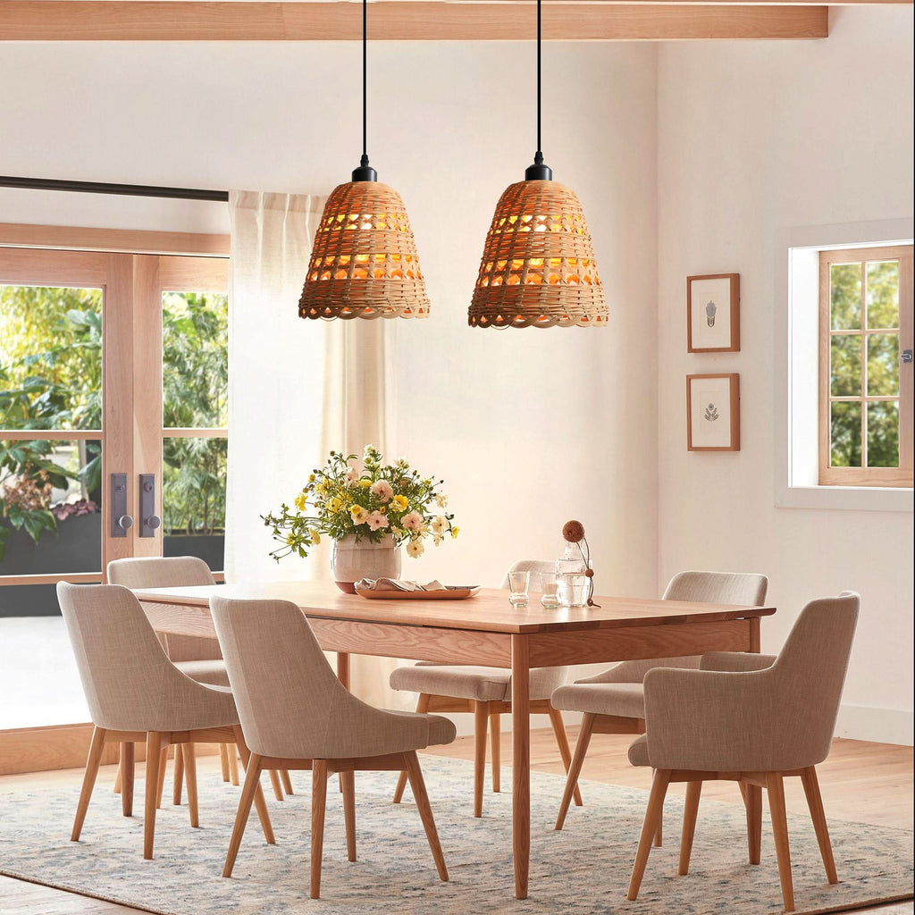 Lightsin Modern Bamboo Handwoven Warm Glow Pendant Light