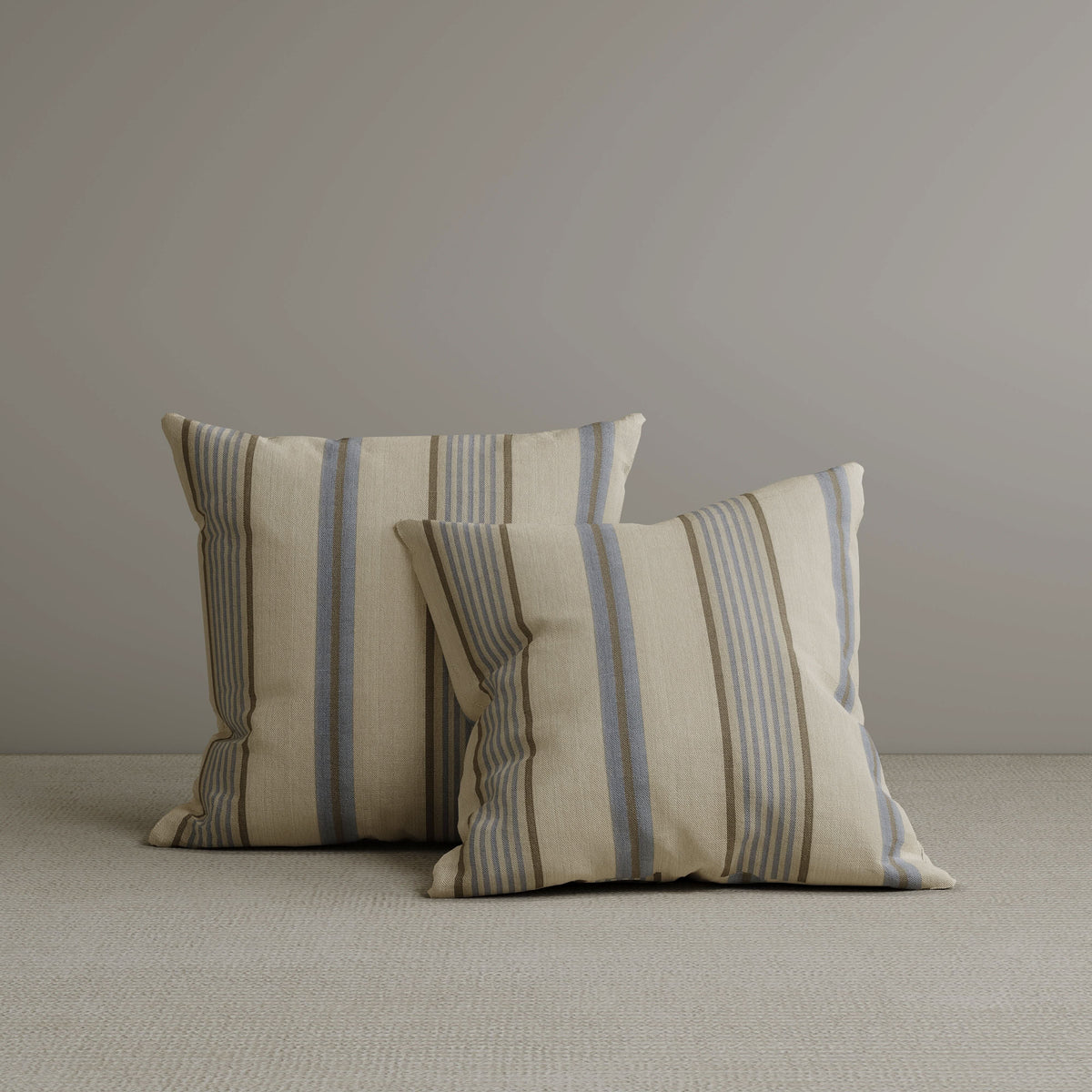 Cottonfy Square Exclusive Design Cushion in Sky Blue Striped Cotton Linen, 45*45CM