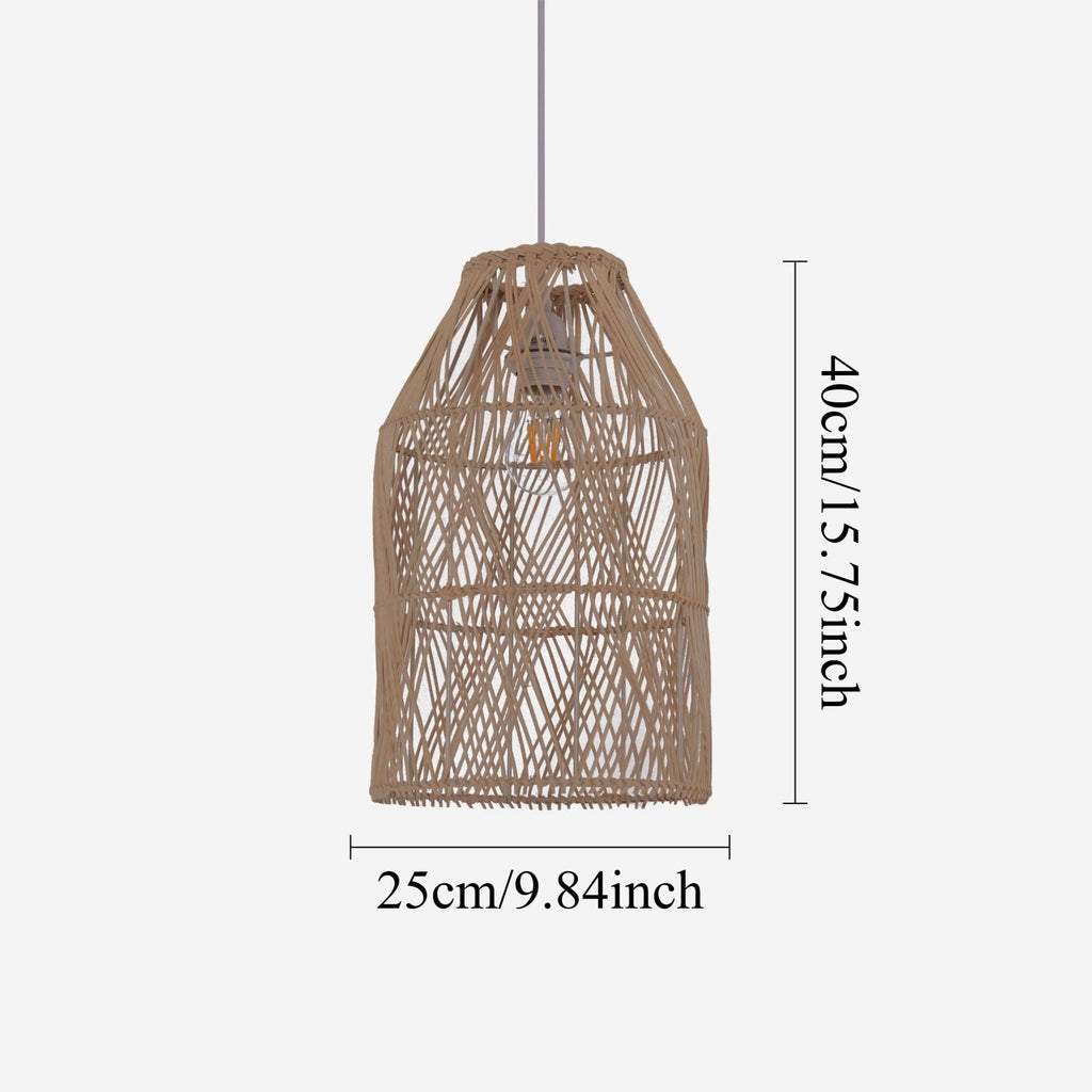 Lightsin Handwoven Rattan Pendant Light with Criss-Cross Pattern