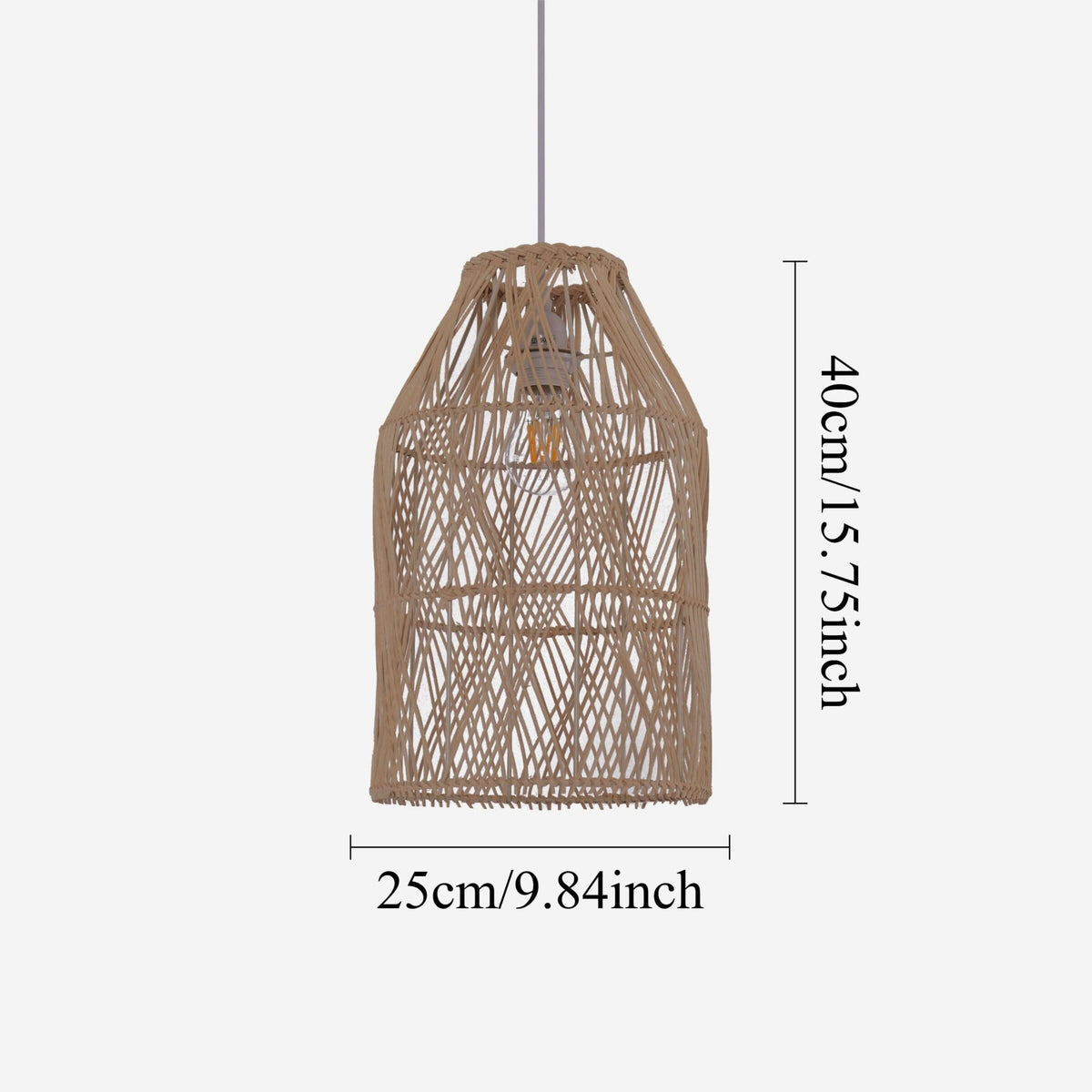 Lightsin Handwoven Rattan Pendant Light with Criss-Cross Pattern