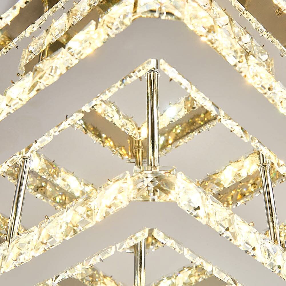 96w LED Ceiling Light 70 x 70 cm Square 3 Tier Crystal Chandelier