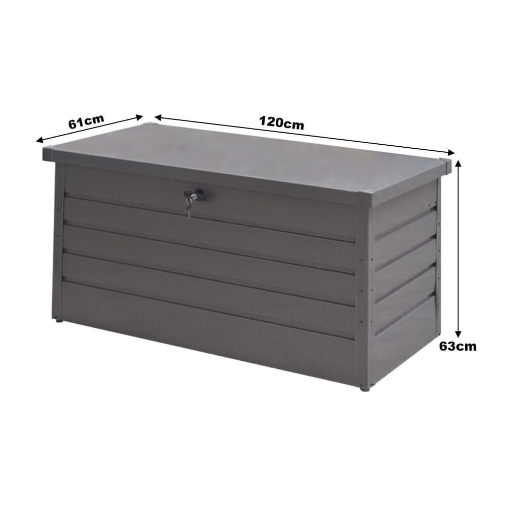 350L Metal Outdoor Garden Storage Box Lockable Grey
