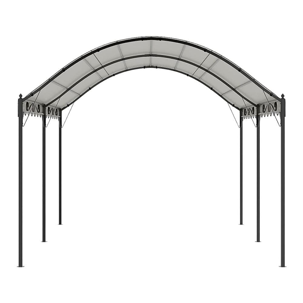 9.84 x 9.84 x 8.53 ft/ 9.84 x 13.12 x 8.53 ft Beige Arch Steel Canopy with Ground Pegs