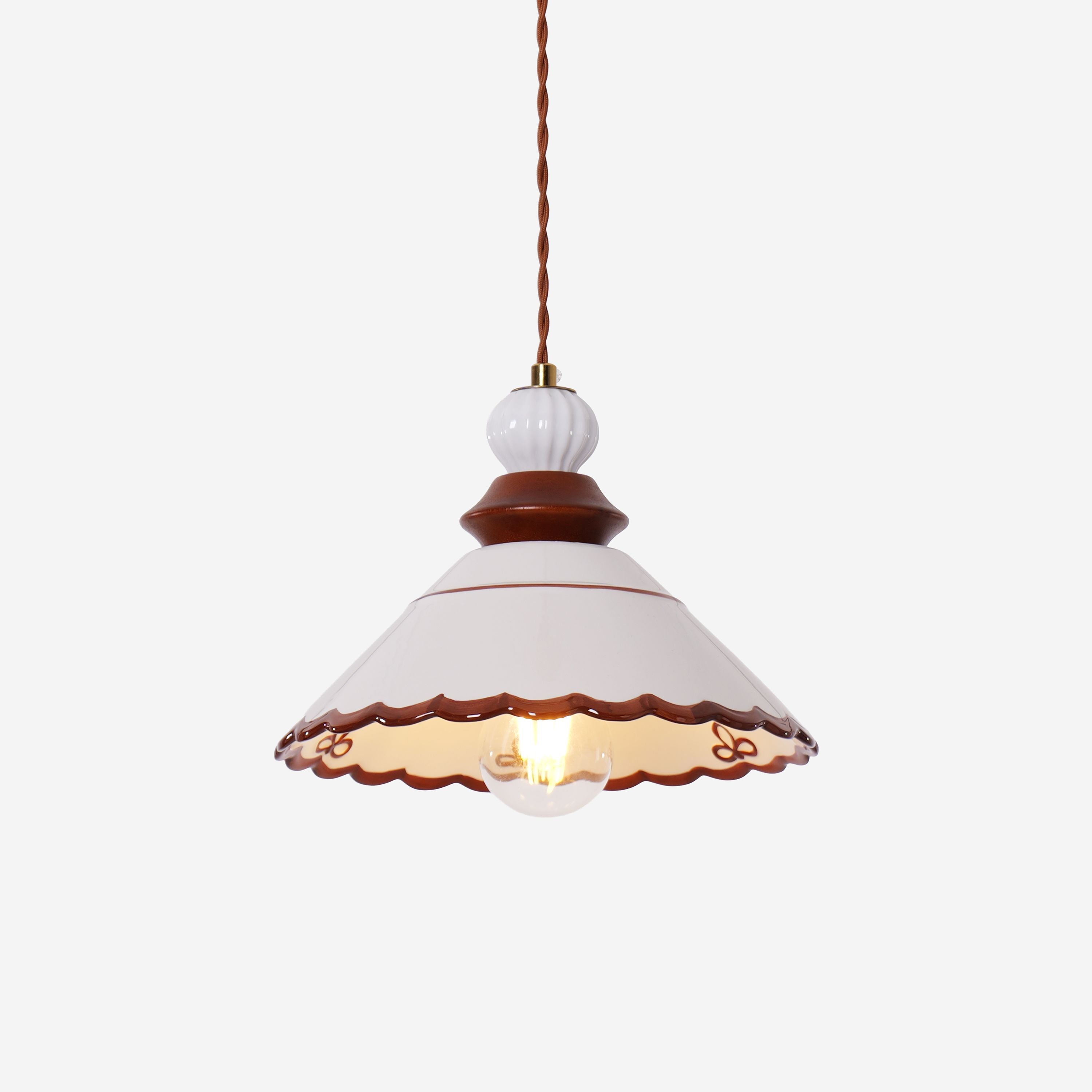 Brown Ceramic Lace Pendant Light | E27 Decorative Ceiling Lamp