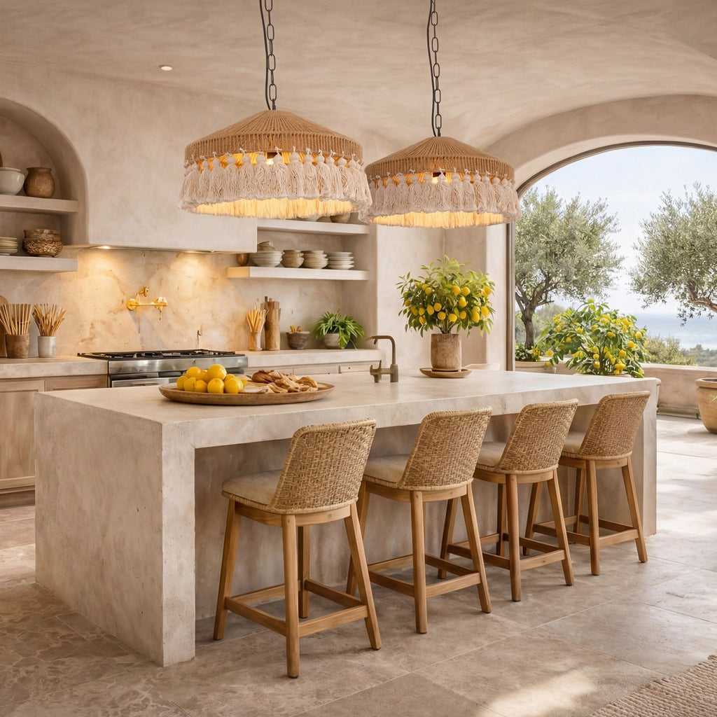 Lightsin Boho Handcrafted Woven Pendant Light with Tassels for Dining Room & Living Room