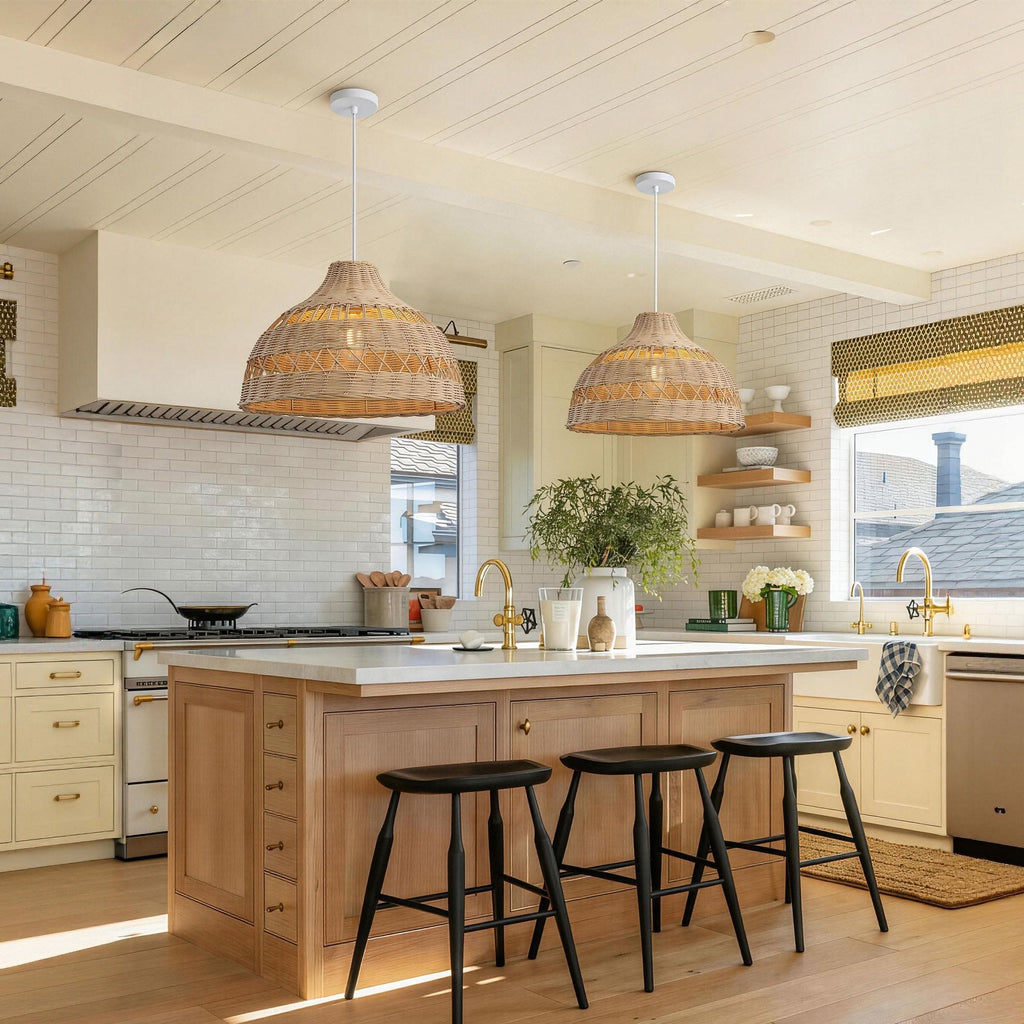 Lightsin Cella-Natural Rattan Pendant Light - Handwoven Ceiling Light, Durable & Rustic