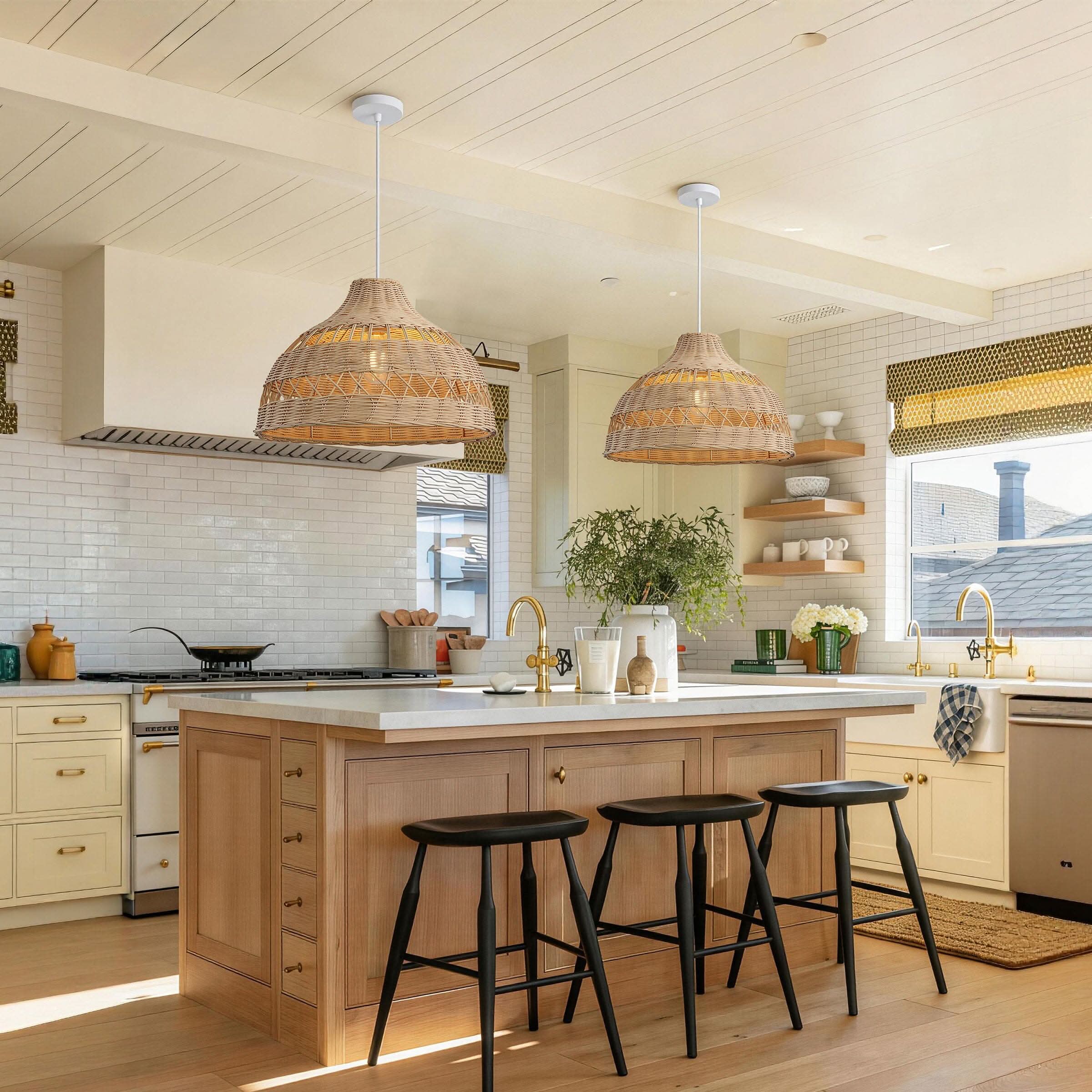 Lightsin Cella-Natural Rattan Pendant Light - Handwoven Ceiling Light, Durable & Rustic