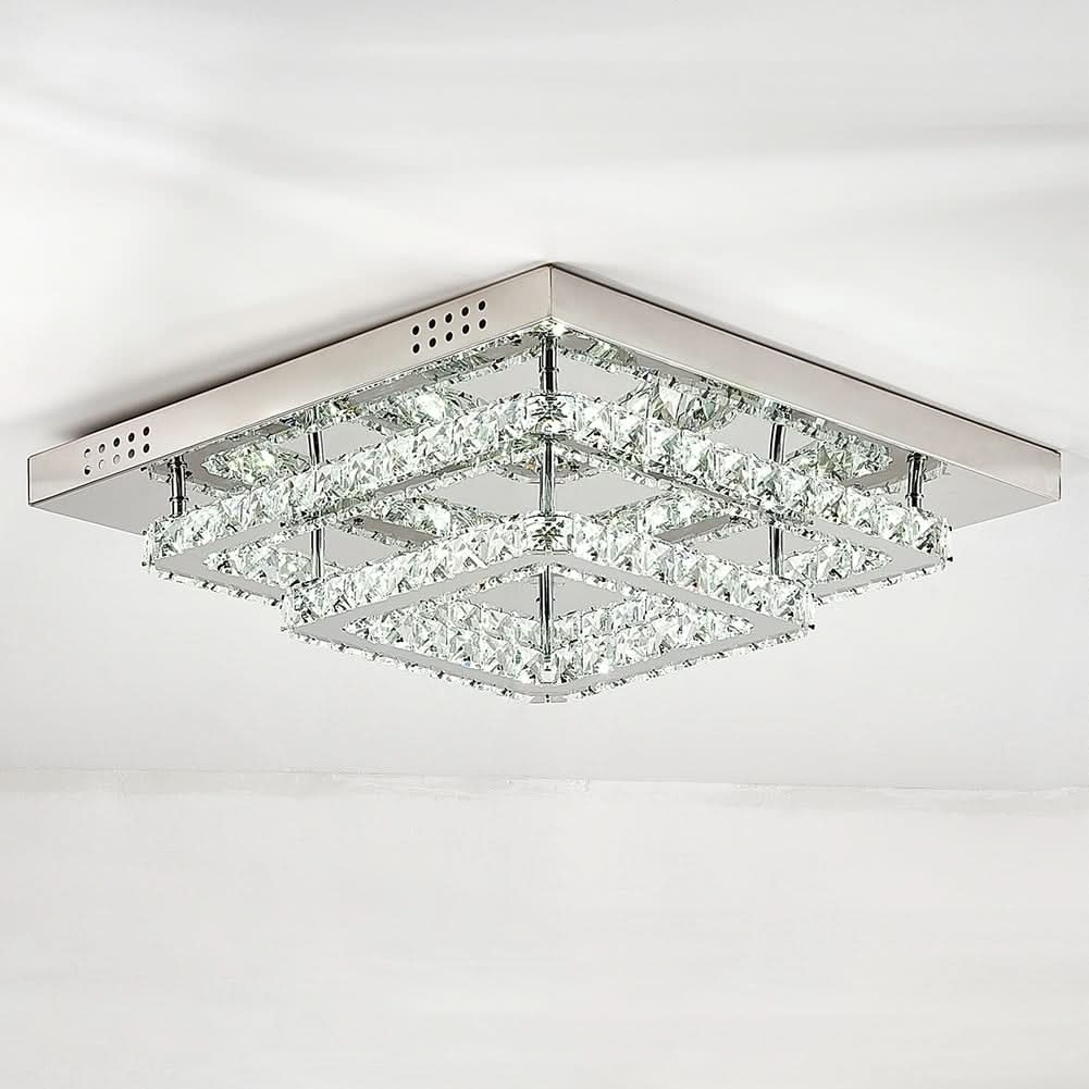 Modern 2-Tier Crystal LED Ceiling Light Fixture Dimmable/Non-dimmable