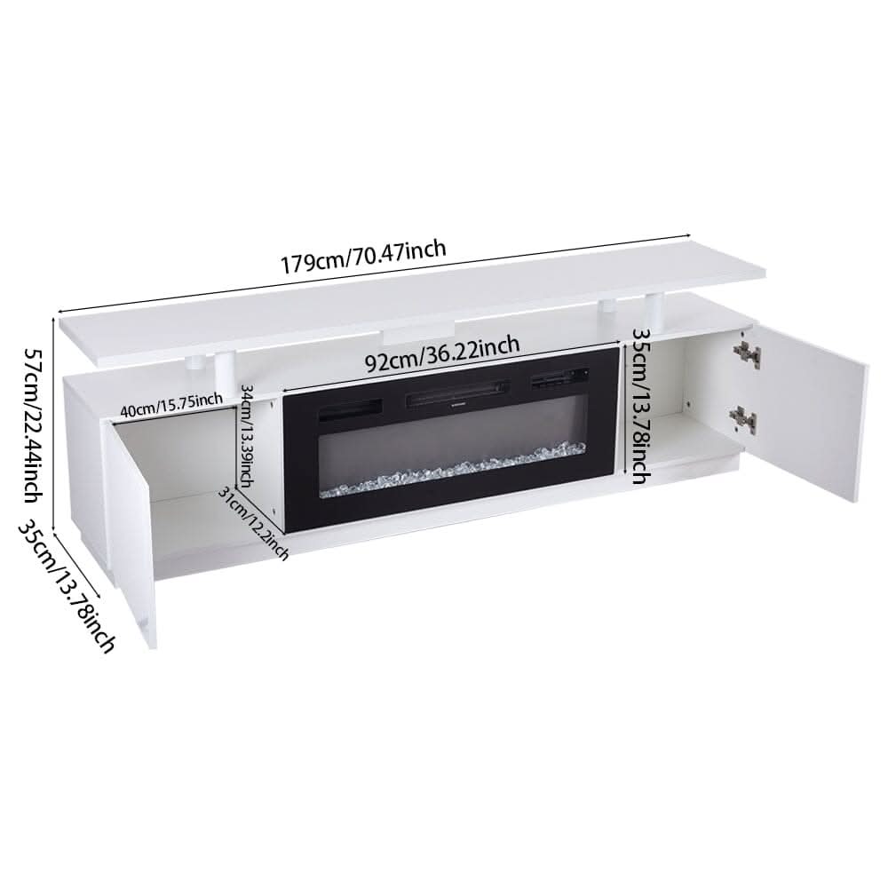 70 inch L Modern LED TV Stand with 12 Colour Electric Fireplace
