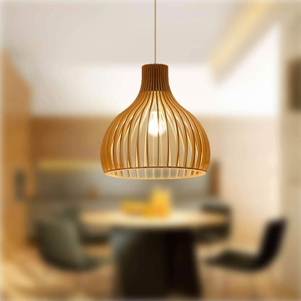 Lightsin Shadome-Nordic Wooden Cage Hanging Pendant Light