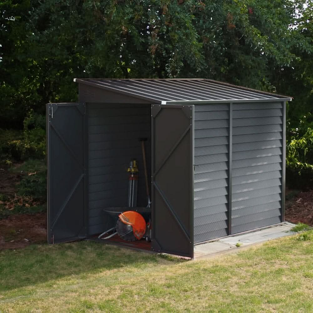 4.6×9 ft Steel Garden Bike Storage Shed Grey/White/Black Lockable