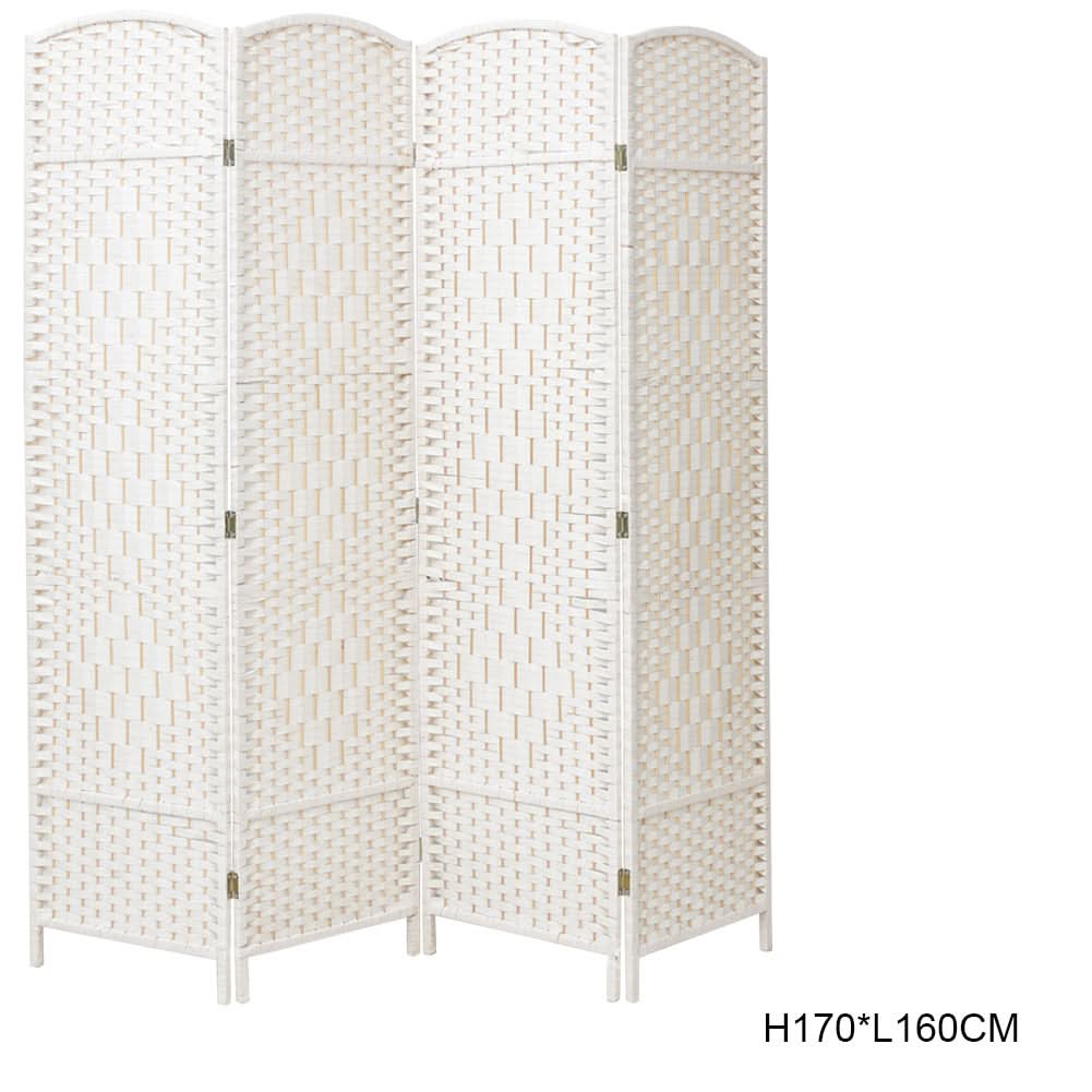 4/6 White Wooden Panels Folding Room Divider Partition Slat Privacy Screen