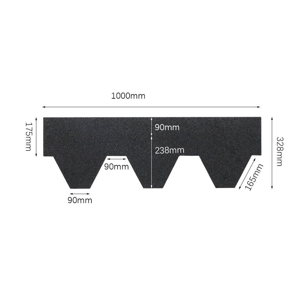 18/36Pcs Asphalt Shingles Bitumen Roofing Hexagon Shape - Black/Gery