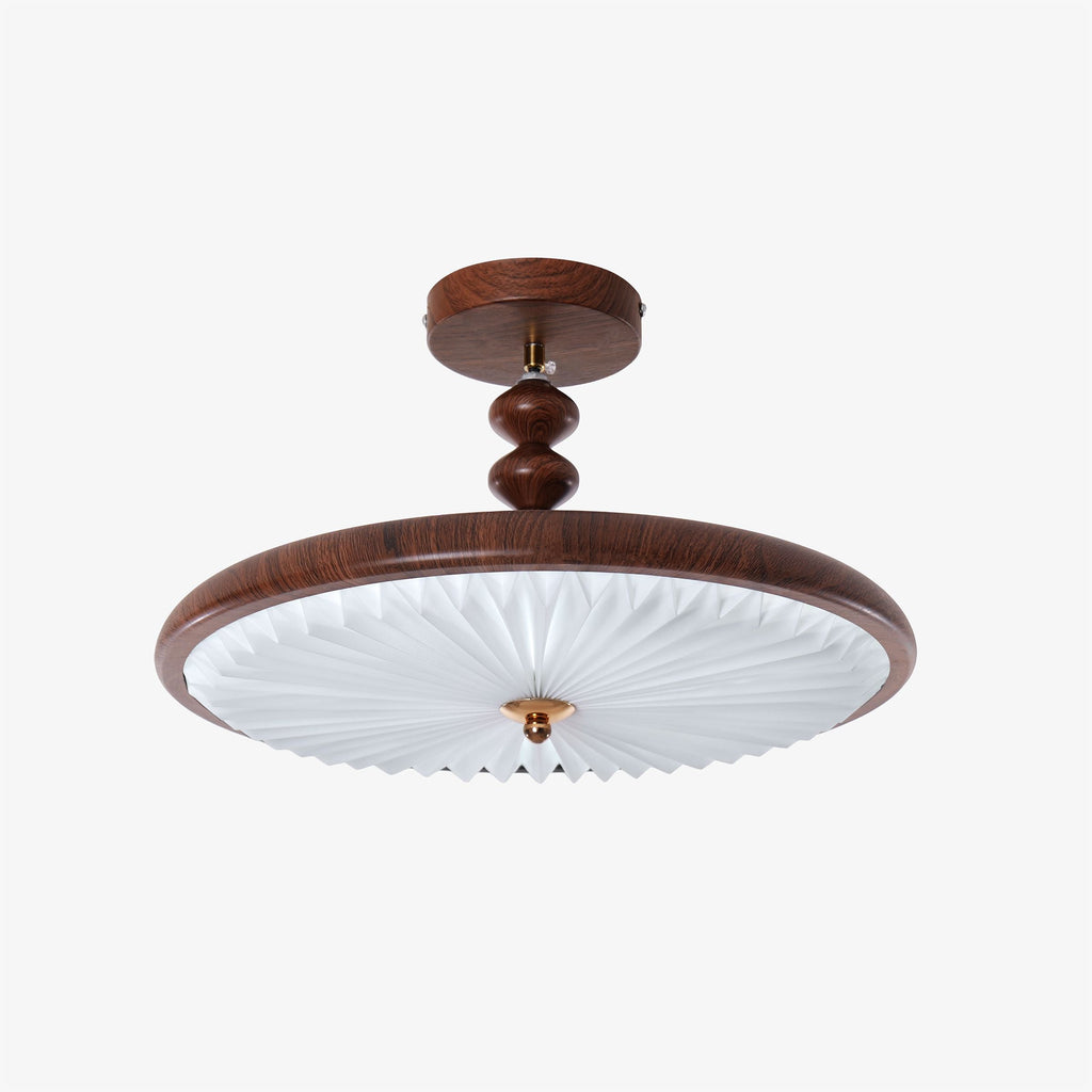 Walnut Pleated Ceiling Light | LED Flush Mount